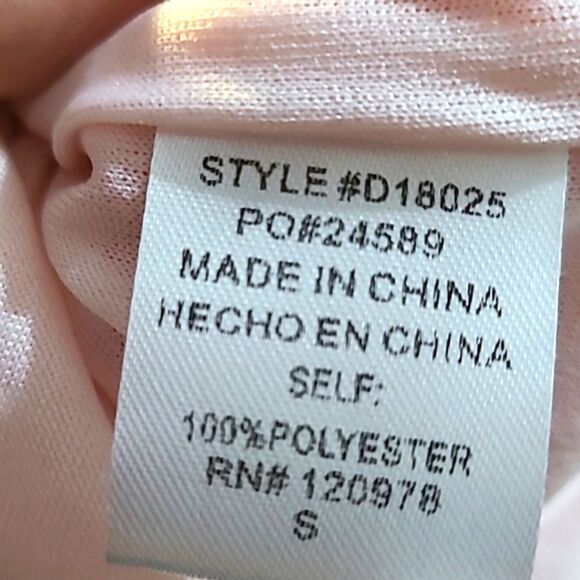 Entro Pink & Orange Midi-Dress, Short Puff Sleeves, Tie Waist, Size Small - Picture 9 of 9